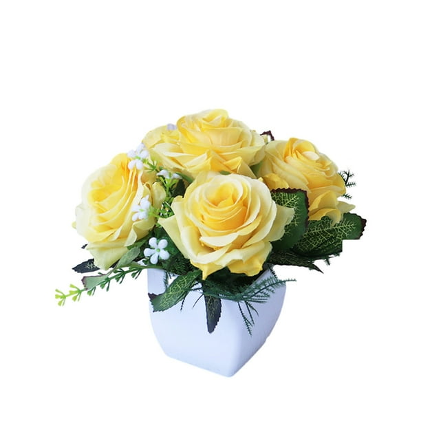 Arreglo de flores artificiales Toystoory decoración hogar jardín Bonsai Amarillo