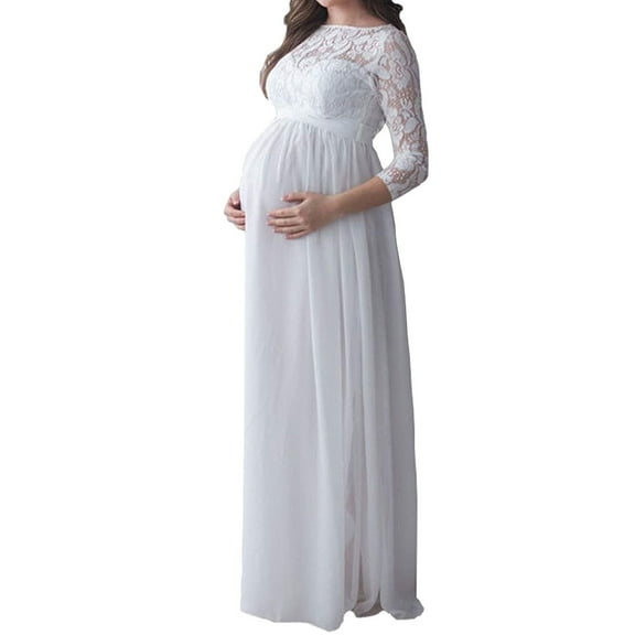 HYwys Pregnant Women s Lace Maternity Dress Maxi Gown Photography Props Party Wedding