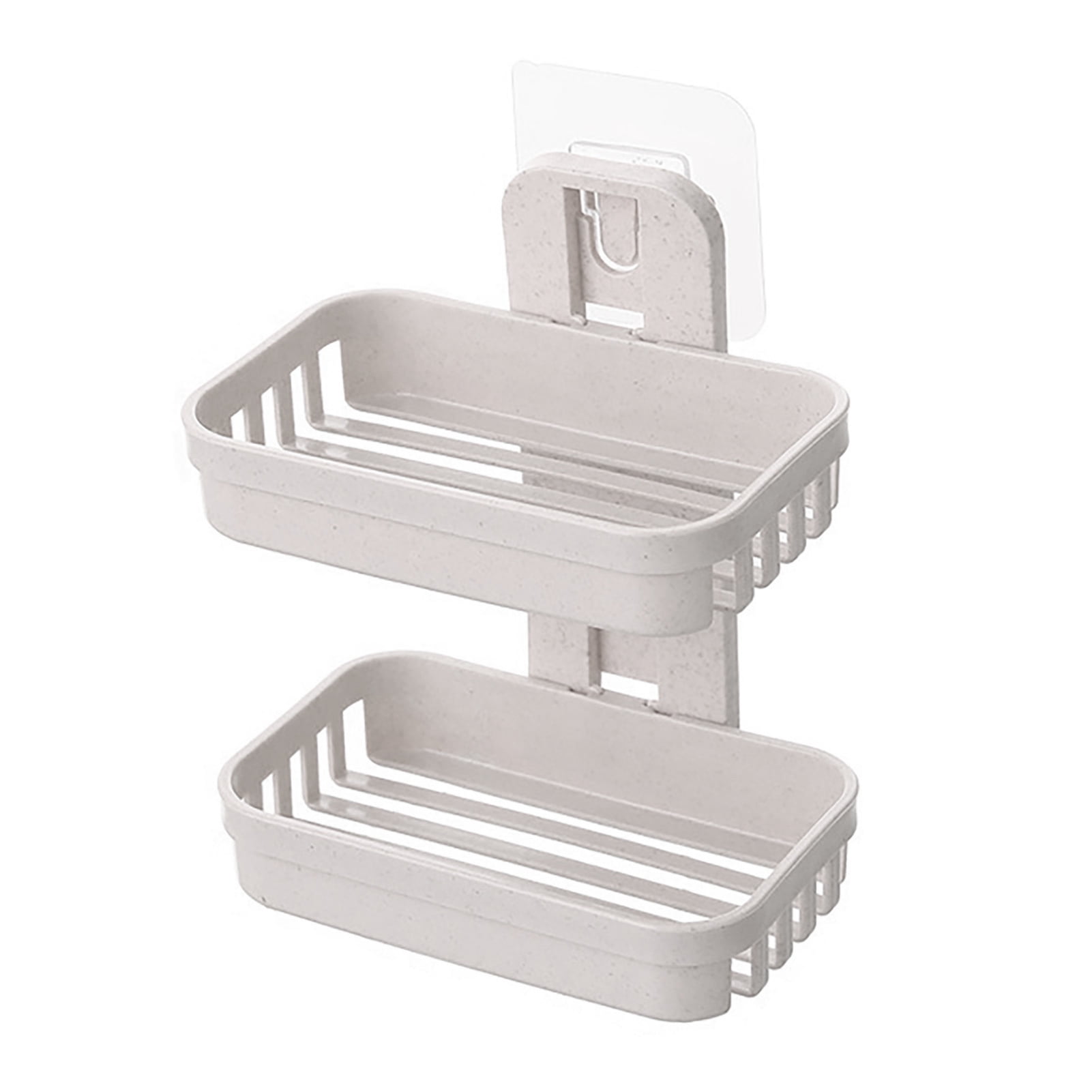 Fealkira Powerful Adhesive Soap Dish Holder,Wall Mounted for Bathroom  Shower Soap Holder Saver Box Storage Organizer Rack,Greyish White ABS  Plastic