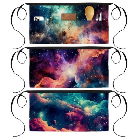 

Galactic Planet Work Apron with 3 Pockets Printed Design - Short Aprons for Men and Women