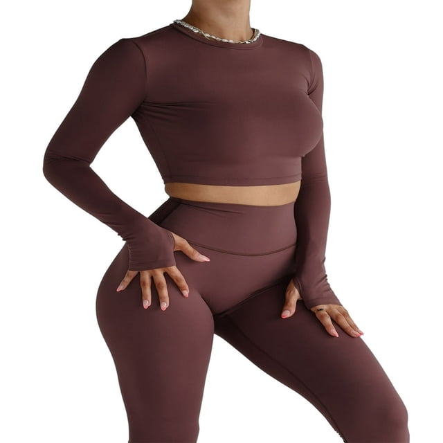 Ladies‘ Thumb Hole Long Sleeve Yoga Shirt with Cropped Design for Workouts