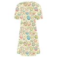 thumbnail image 4 of Vestido Corto para las Mujeres Cuello Redondo Manga Corta Impresa Suéter, Moda Casual Estilo Línea, 4 of 8