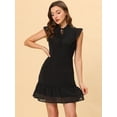thumbnail image 2 of INSPIRE CHIC Women's Ruffle Tie Neck Sleeveless  A-line Solid Color Chiffon Dress, 2 of 5