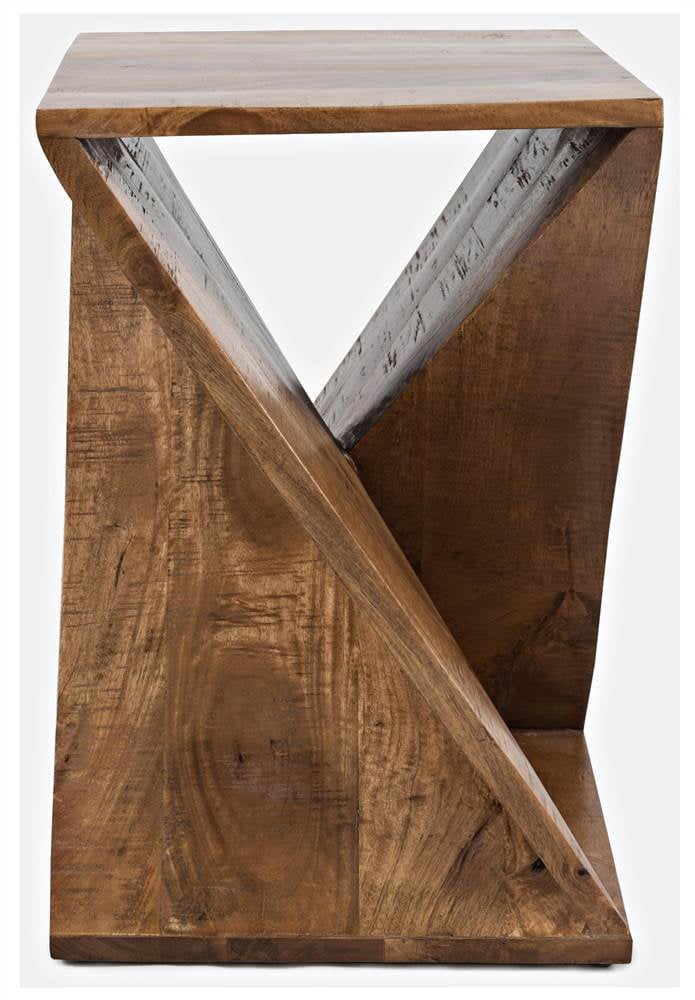 Jofran Global Archive Jasper Solid Wood Rustic Modern Angled Accent End Table
