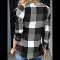 thumbnail image 4 of Blusas de Trabajo Básicas Informales para Mujer, con Cuello en V, Estampado A Cuadros, Puños y Larga. Gris XXL, 4 of 5
