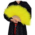 thumbnail image 1 of Happy Feather Abanico De Plumas De Marabú De Mano Estilo Vintage De Los Años 20 Abanico De Mano Para Fiesta De Disfraces Y Baile-Amarillo, 1 of 5