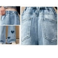 thumbnail image 6 of Girls Wide Leg Jeans Casual Spring Denim Pants Baggy Loose Elastic Waist Girlfriend Long Trousers Valentine's Day, Sky Blue, 14 Years, 6 of 6