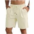 thumbnail image 2 of WIZUTIZ Mens Linen Shorts Summer Vacation Linen Beach Shorts with Pockets Casual Baggy Lightweight Yoga Lounge Boho Short, 2 of 5