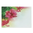 thumbnail image 1 of Floral Cutting Board, Hibiscus Flower Florets Buds Leaf Essence Fragrance Blossoms Garden Image, Decorative Tempered Glass Cutting and Serving Board, Large Size, Hot Pink Fern Green, by Ambesonne, 1 of 1