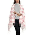 thumbnail image 2 of Honeii Plaid Heart Print Scarf Oversized Scarf Tassel Fall Winter Thick Scarf Warm Shawl Women,Women's Scarves & Wraps, 2 of 8