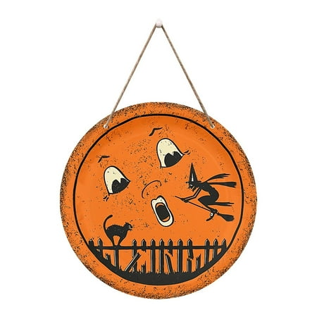 

WIQUOKETT Fall Decor Decoration Pumpkin Bat Wooden Round Sign Witch Doorplate Party Layout Fall Decorations for Home
