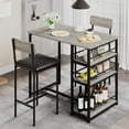thumbnail image 3 of Dining Table Set for 2, Small Kitchen Table with 2 Upholstered Chairs, Compact Kitchen Table Set with 3-layer Side Storage Shelf for Small Space, Apartment, 3 of 9