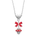thumbnail image 1 of Delight Jewelry Silvertone Crystal Red Spinner Red Bow Heart Necklace, 1 of 4