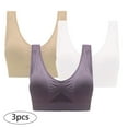 thumbnail image 5 of Mrat Wireless Push up Bras for Women 3pc Women Seamless Sports Bra Wirefree Yoga Bra with Removable Pads S-100 Multicolor L, 5 of 9