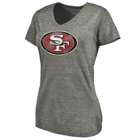 San Francisco 49ers NFL Pro Line Women's Distressed Team Tri-Blend T-Shirt - Ash