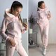 thumbnail image 2 of Conjunto de 2 uds de pantalones y sudadera con capucha a la moda de invierno para mujerconjuntos cálidos sólidos (rosa M) Tmvgtek Para estrenar, 2 of 6
