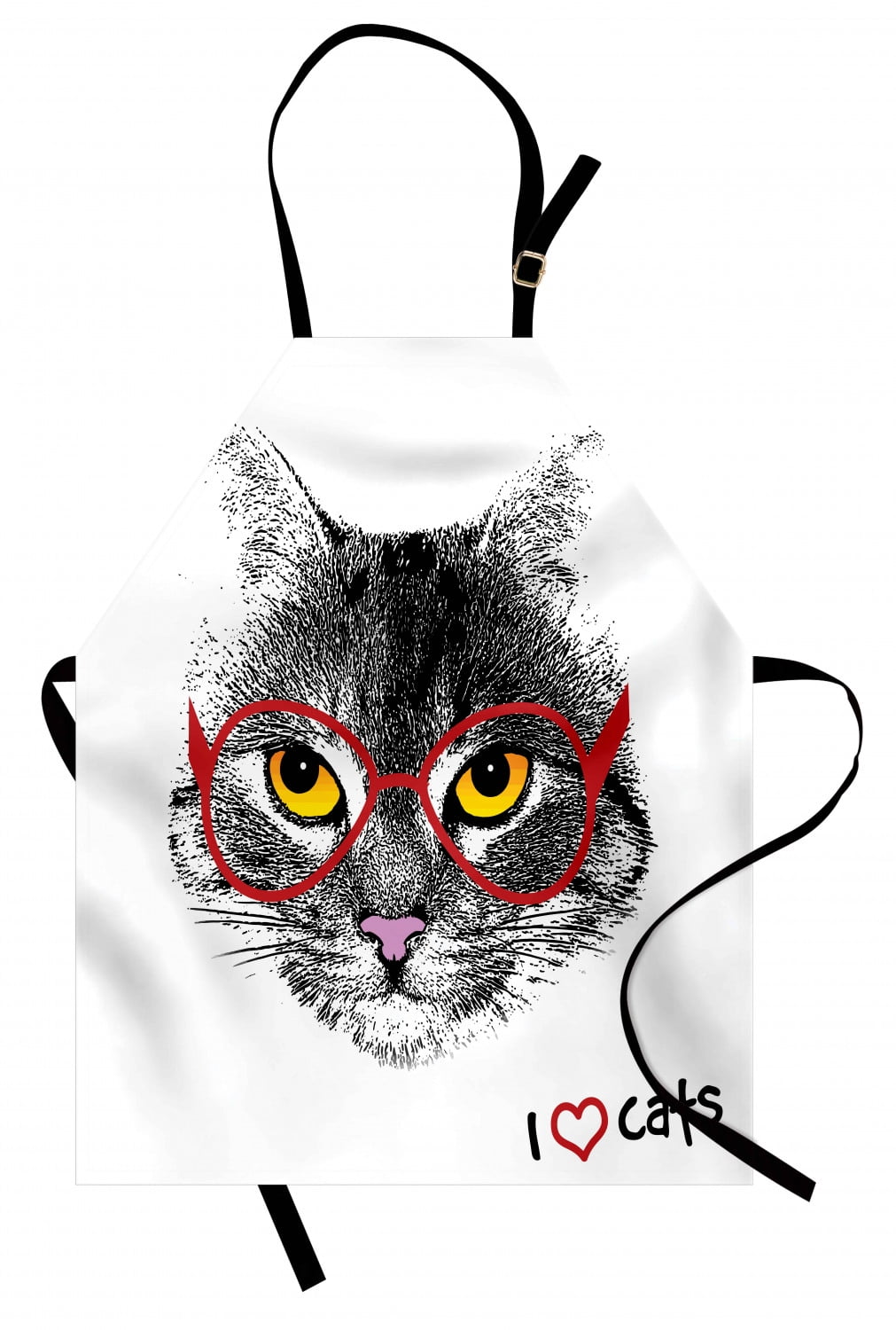 Cat Apron Wise Nerd Cat With Glasses Judging The World Humor Digital Style Art Illustration