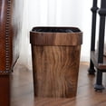 thumbnail image 5 of Bote de basura cuadrado de grano de madera, de plástico, para el hogar, descubierto, para oficina y baño, 5 of 5