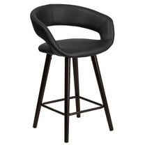 Flash Furniture Brynn Series 23.75'' High Contemporary Cappuccino Wood Counter Height Stool in Black Vinyl