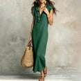 thumbnail image 2 of QGJZVUNL Flutter Sleeve Maxi Dresses for Women Summer Outfits Casual Ruffle V Neck Sleeveless Sundress Size XL, 2 of 6