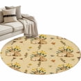 thumbnail image 2 of Round Area Rug 3ft, Retro Easter Rabbits Yellow Flower Non-Shedding Washable Area Rug, Watercolor Plant Non Slip Low-Profile Circle Rugs for Living Room, Bedroom Dining Room, 2 of 9
