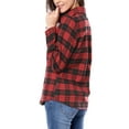 thumbnail image 5 of INSPIRE CHIC Women's Plaid Roll up Long Sleeves Single Breasted Shirt with Brushed Flap Pockets L Black Red, 5 of 9