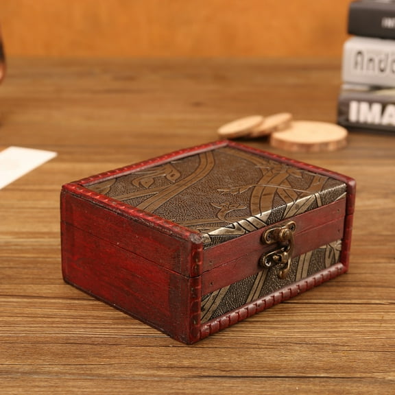 GBSELL Home Clearance Jewelry Box Vintage Wood Box with Mini Metal Lock for Storing Jewelry T Gifts for Women Men Mom Dad
