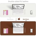 thumbnail image 2 of SHIQI-Bleswin Multifunctional Large Desk Mat, Double Sided Computer Desk pad, Extended Mouse Mat, Office Desk Protector with Waterproof PU Leather, 35.4''×16.9'', Office Home Writing Pad (White+Brown, 2 of 4