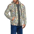 thumbnail image 2 of Wukai Paisley Floral 5 Print Men's Zip-Up Hoodie,Fleece Full-Zip Hoodie for Men, Hooded Sweatshirt-XX-Large, 2 of 5