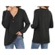 thumbnail image 2 of Blusas Tipo Túnica de Larga para Mujer, con Cuello en V, Botones y Ribete Suave, Informales y Holgadas Negro L, 2 of 7