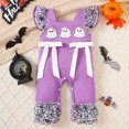 thumbnail image 4 of HWJAD 1-Piece Newborn Baby Girls Halloween Jumpsuit Infant Ghost&nbsp;Bell Bottoms&nbsp;Overalls Infant Ruffle Sleeves Romper Flare Pants My First Halloween Clothes, 4 of 10