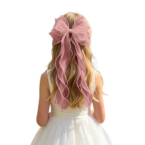 Wxirdiow Girls Hair Accessories for Wedding Bridal Hair Bow Veil Wedding Hair Piece Tulle Bow with Clip Bachelorette Party Hair Accessories for Girls Pink Size,1-13 Years