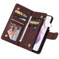 thumbnail image 6 of for Samsung Galaxy S22 Case Wallet with Card Slots, Premium Soft PU Leather Zipper Folio Flip with Wrist Strap Kickstand Protective Phone Cover for S22 Handbag Wallet Case, Coffee, 6 of 8