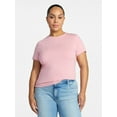 thumbnail image 2 of Time and Tru Women's Slim Fit Crewneck Tee with Short Sleeves, Sizes XS-XXXL, 2 of 6