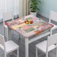 thumbnail image 3 of Pioneer Flower Floral Print Pattern Square Fitted Tablecloth with Elastic Edge,Square Table Cover,Washable Elastic Table Cover for Home Kitchen Party Decor 34"x34", 3 of 6