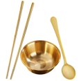 thumbnail image 2 of Brass Bowl Set with Chopsticks & Spoon – Lightweight Multi Function Storage Container for Fruit, Home Parties & Restaurant Serving Dishes – Korean, 2 of 4