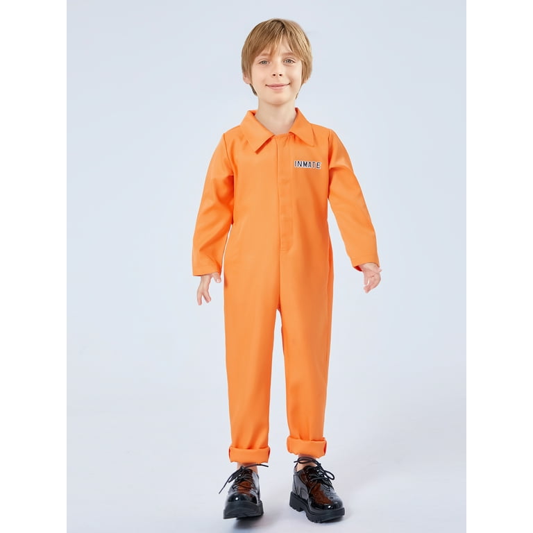 Adult Prisoner Overalls Orange Costume, Orange : : Toys