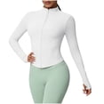 thumbnail image 2 of FNFYFH Women's Cropped Running Workout Jackets Zip Up Slim Fit Yoga Jacket Quick Dry Athletic Tops with Thumb Holes, 2 of 7
