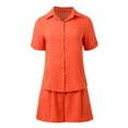 thumbnail image 6 of MNCEKFOD Shorts for Women 2Pcs Casual Short Sets Short Sleeve Button Down Lapel Shirt with Relaxed Fit Short Pants Red XL, 6 of 7