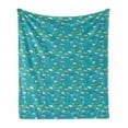 thumbnail image 1 of Ocean Soft Flannel Fleece Throw Blanket, Marine Pattern with Ships Submarines Colorful Fish and Whales Nautical Arrangement, Cozy Plush for Indoor and Outdoor Use, 60" x 80", Multicolor, by Ambesonne, 1 of 6