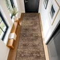 thumbnail image 3 of Brown Neutral Boho Washable 3x12 Extra Long Hallway Runner Rug, Waterproof Large Kitchen Floor Rug Indoor, Non-Slip Stain & Fade Resistant, Vintage Dark Earthy Taupe Decor, 3 of 7