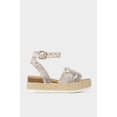 thumbnail image 3 of Soda Topic Beige Python Casual Espadrilles Trim Rubber Sole Flatform Studded Wedge Buckle Ankle Strap Open Toe Sandals, 3 of 4