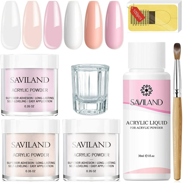 Saviland Acrylic Nail Kit 3 Colors Clear Acrylic Powder and Liquid