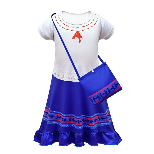 HAWEE Filles Costume Encanto Mirabel/Isabela Madrigal/Pepa/Luisa Robe Cosplay Jupe Princesse avec Sac Ensembles pour Filles