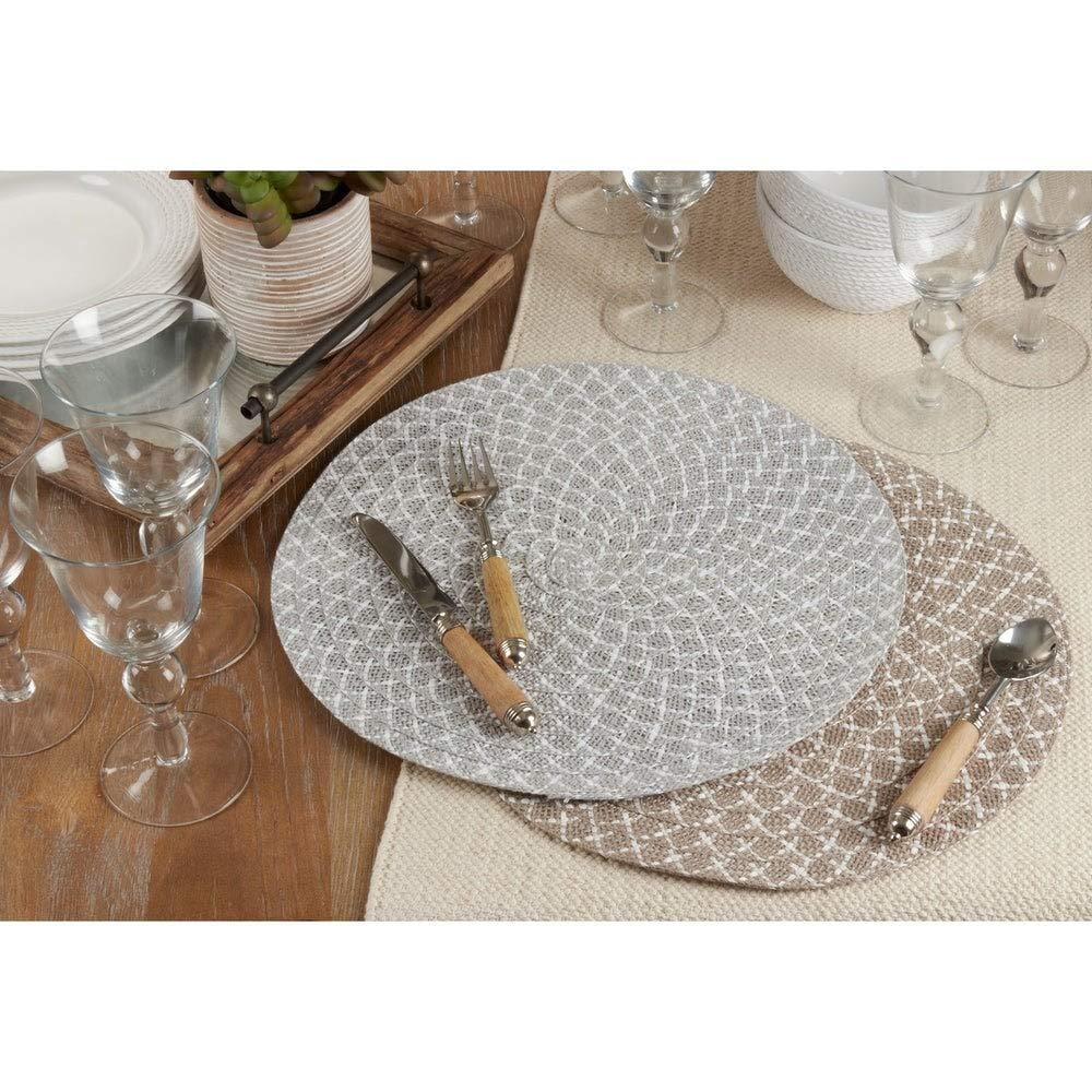 Fennco Styles Woven Design Placemats 15 Inches Round, Set of 4, Natural