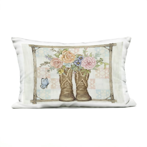 Stupell Industries Cowboy Boots and Roses Outdoor Printed Pillow, design by Susan Winget