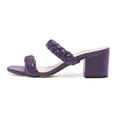 thumbnail image 4 of YDN Women Braided Two Straps Chunky Heel Slide Sandals Slip On Open Toe Low Heels Mules Shopping Party Dressy Shoes Size 7 Purple, 4 of 4