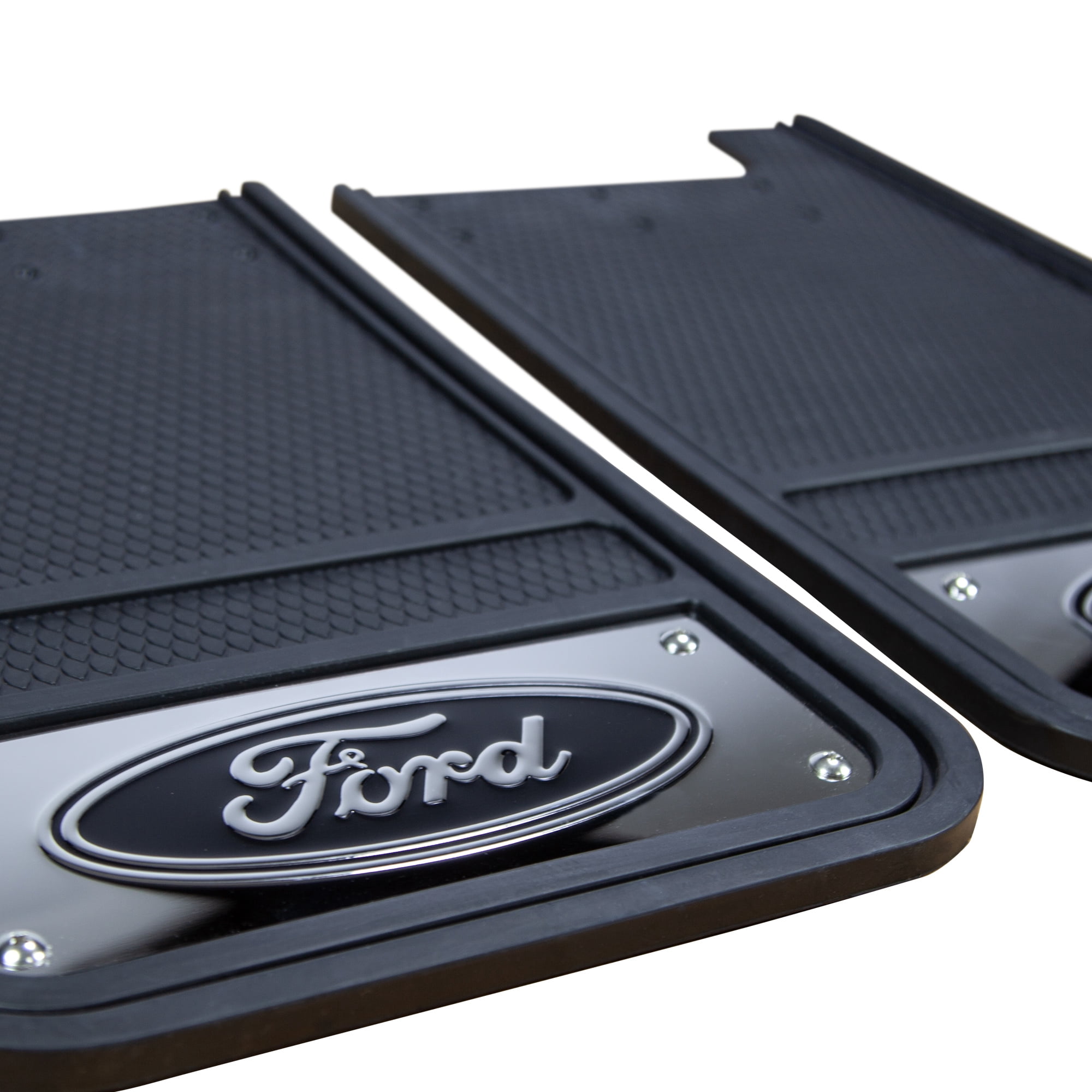Plasticolor Ford 12” x 23” Heavy Duty Universal Fit Automotive Rear Mud Guards, Black, 1 Pair