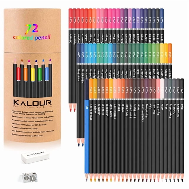 KALOUR 72-Color Colored Pencil Set with Sturdy Paper Tube Storage – Educational Art Tool for Creativity & Skill Building, Ideal Gift for Holidays & Special Occasions, Versatile for Drawing, Coloring,
