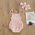 thumbnail image 3 of Baby Girls Floral Print Sleeveless Spaghetti Strap Bodysuit+ Hair Band, 3 of 8